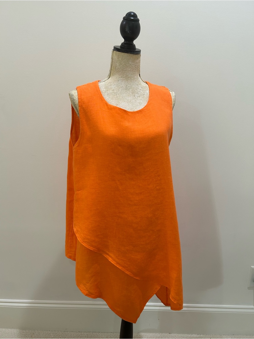 Bright Orange Sleeveless Asymmetric Tunic